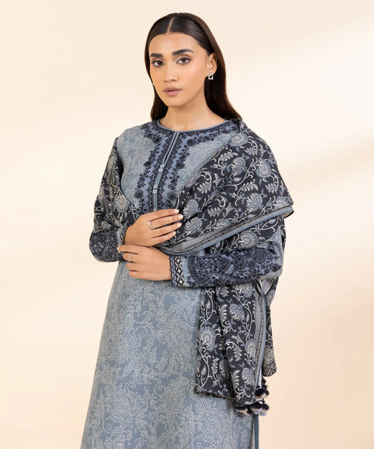 SAPPHIRE | UNSTITCHED 3 PIECE EMBROIDERED LIGHT KHADDAR SUIT