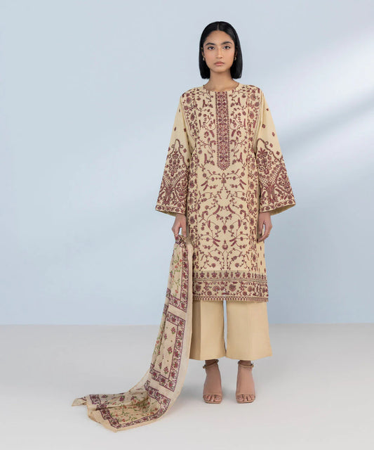 SAPPHIRE | UNSTITCHED 3 PIECE EMBROIDERED LAWN SUIT