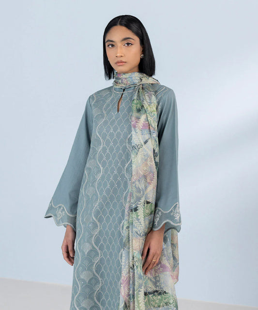 SAPPHIRE | UNSTITCHED 3 PIECE EMBROIDERED LAWN SUIT