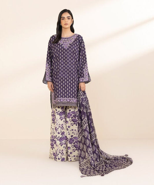 SAPPHIRE | UNSTITCHED 3 PIECE EMBROIDERED LAWN SUIT