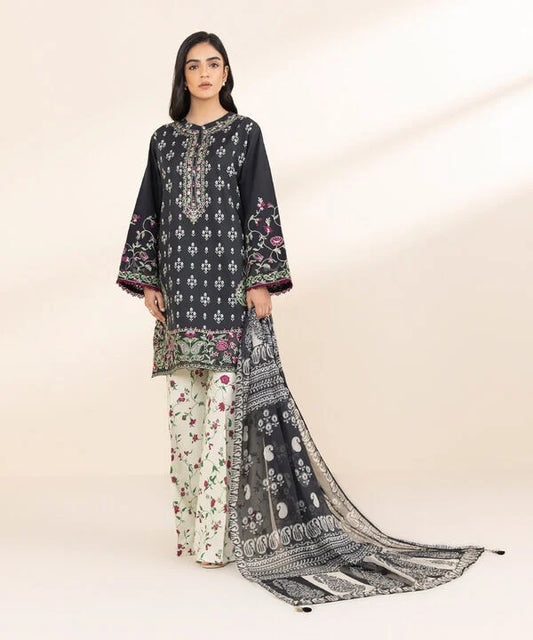 SAPPHIRE | UNSTITCHED 3 PIECE EMBROIDERED LAWN SUIT