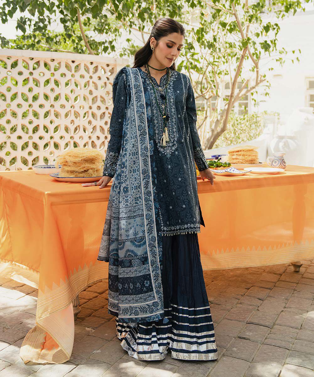 SAPPHIRE | UNSTITCHED 3 PIECE EMBROIDERED LAWN SUIT
