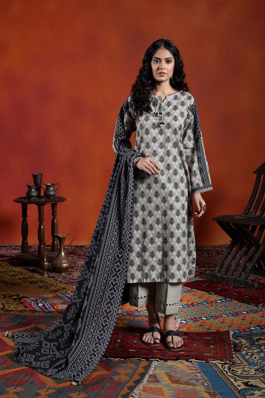 Sapphire | Unstitched 3Pc Printed Khaddar Suit | U3P-WS23R7-34