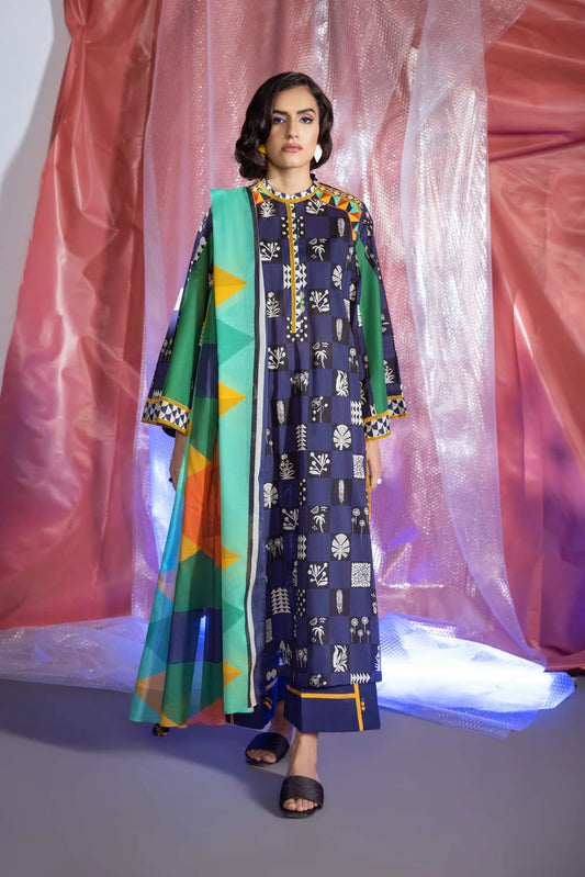 Sapphire | Unstitched 3Pc Printed Khaddar Suit | U3P-WS23R9-35