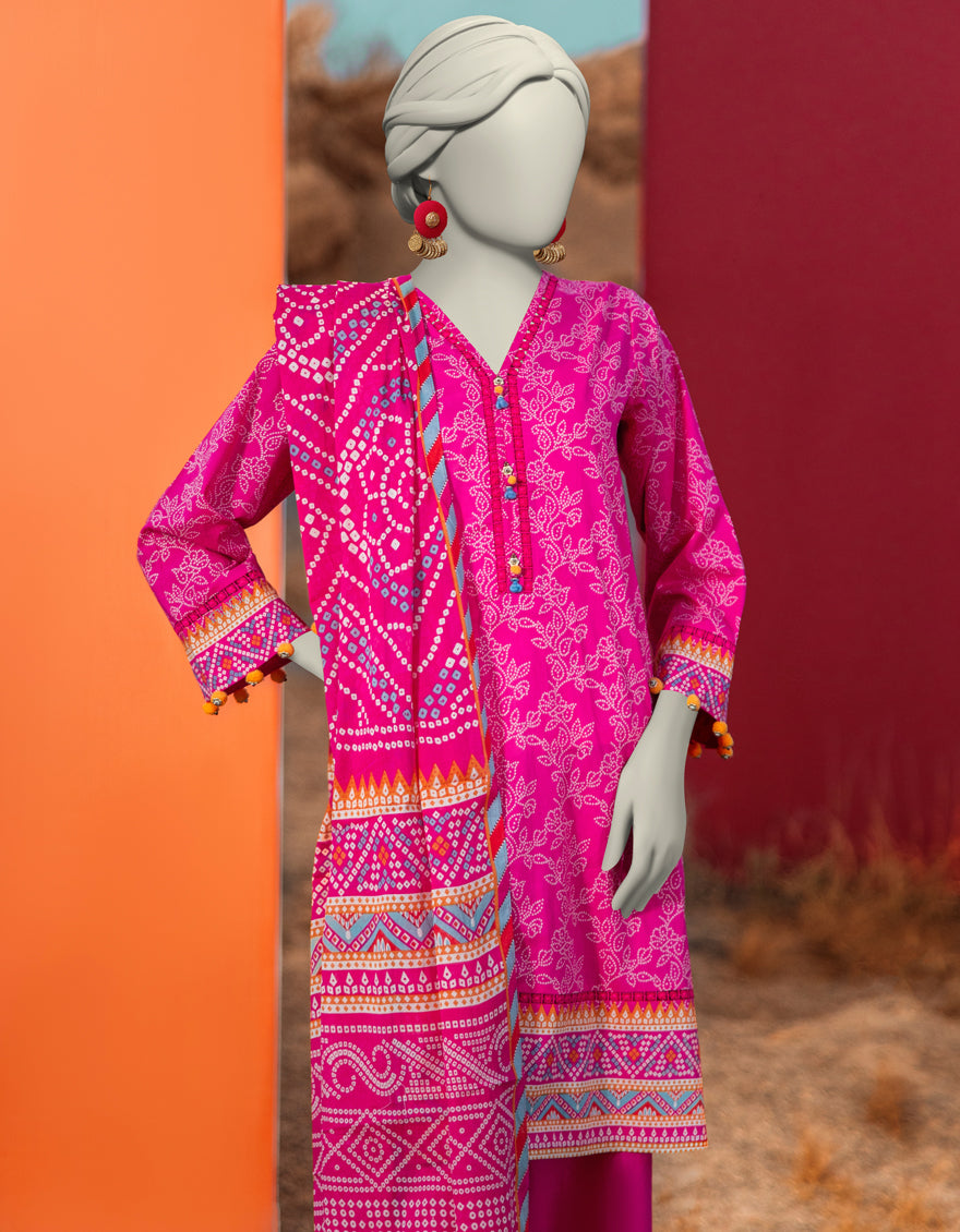 J. | UNSTITCHED 3 PIECE PRINTED LAWN SUIT