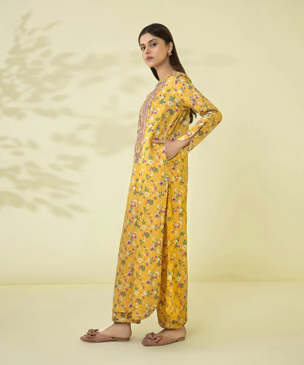 Sapphire | Unstitched 2Pc Printed Embroidered Lawn - Shirt & Trouser