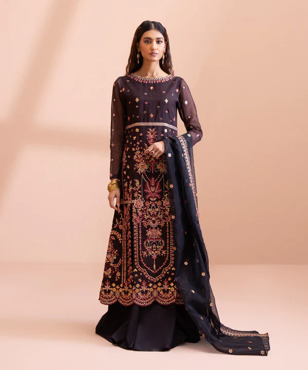 Sapphire LUXE | 3 Piece Unstitched Dyed Embroidered Zari Line Organza Suit | 3FE-LX23V1-14