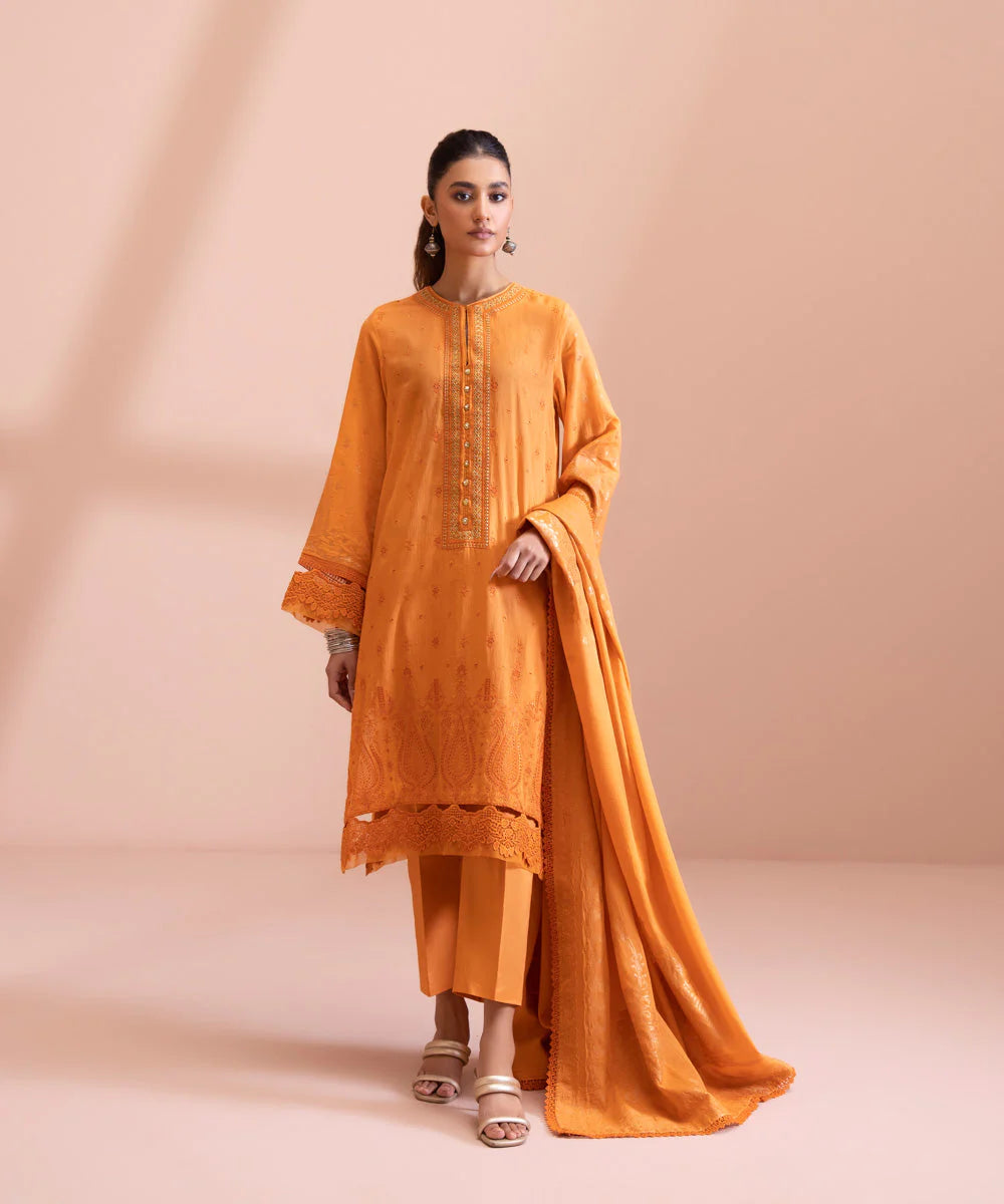 Sapphire | Unstitched 3Pc Embroidered Extra Weft Jacquard Suit