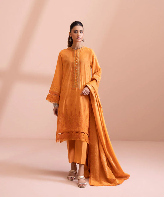 Sapphire | Unstitched 3Pc Embroidered Extra Weft Jacquard Suit