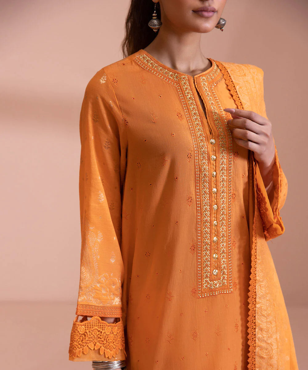 Sapphire | Unstitched 3Pc Embroidered Extra Weft Jacquard Suit