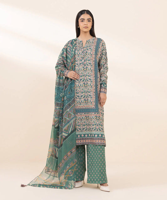 SAPPHIRE | UNSTITCHED 3 PIECE PRINTED LIGHT KHADDAR SUIT