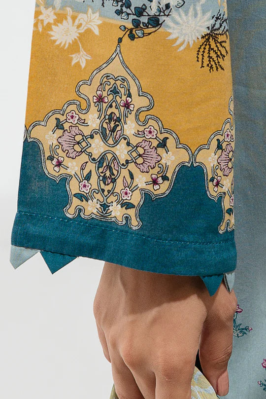 BEECHTREE | 2 Piece Unstitched Embroidered Lawn | Cyan Orchid