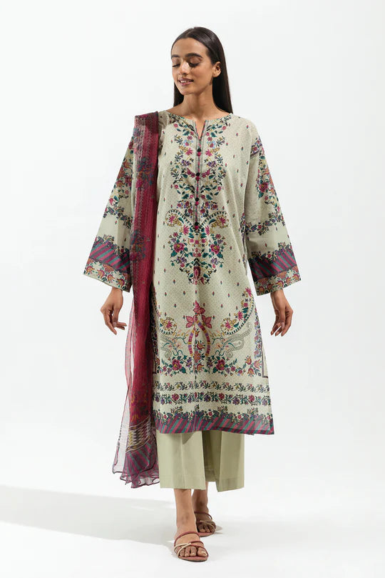 BEECHTREE | 3 Piece Unstitched Lawn Suit | Flora Faun