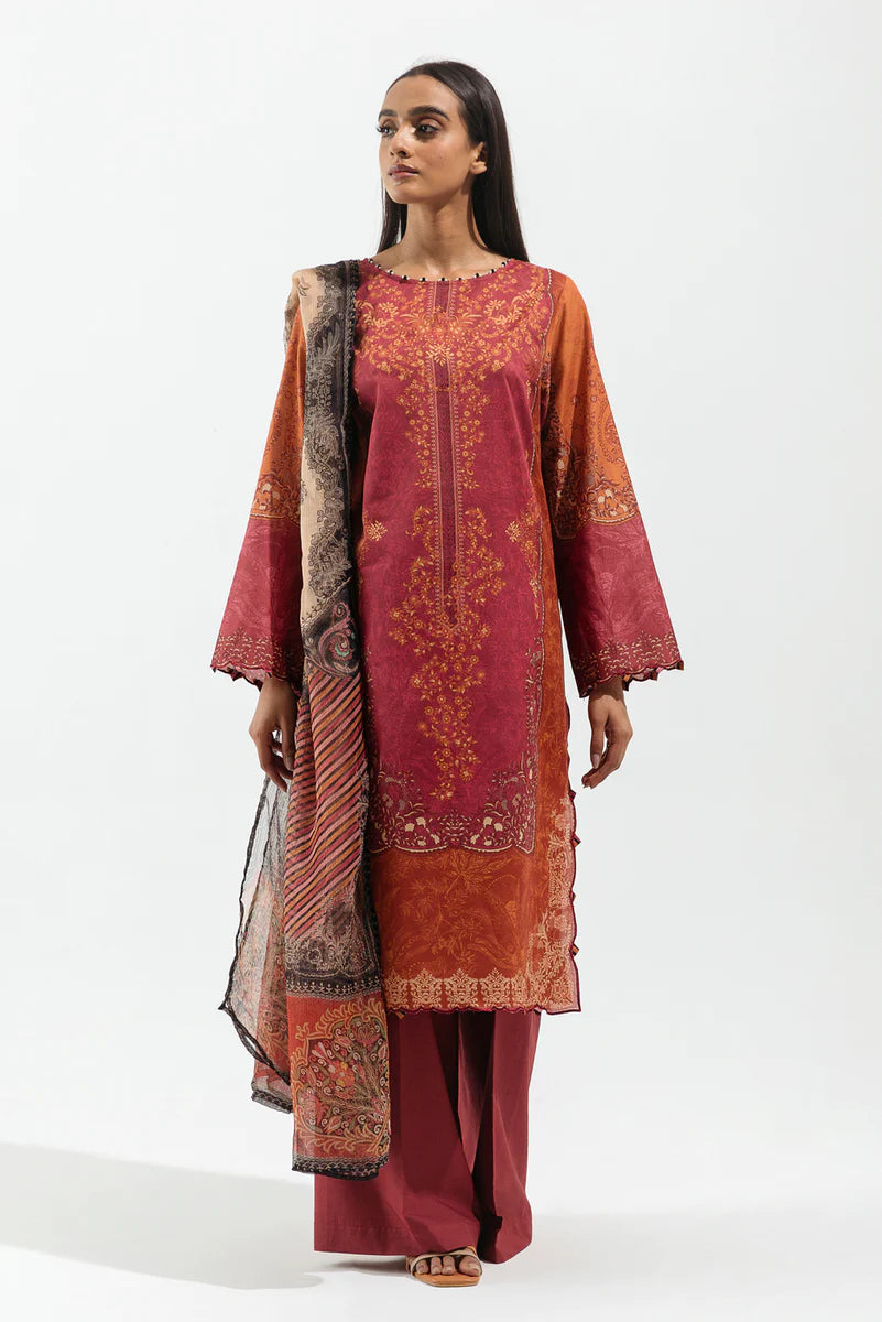 BEECHTREE | 3 Piece Unstitched Lawn Suit | Rustic Yale