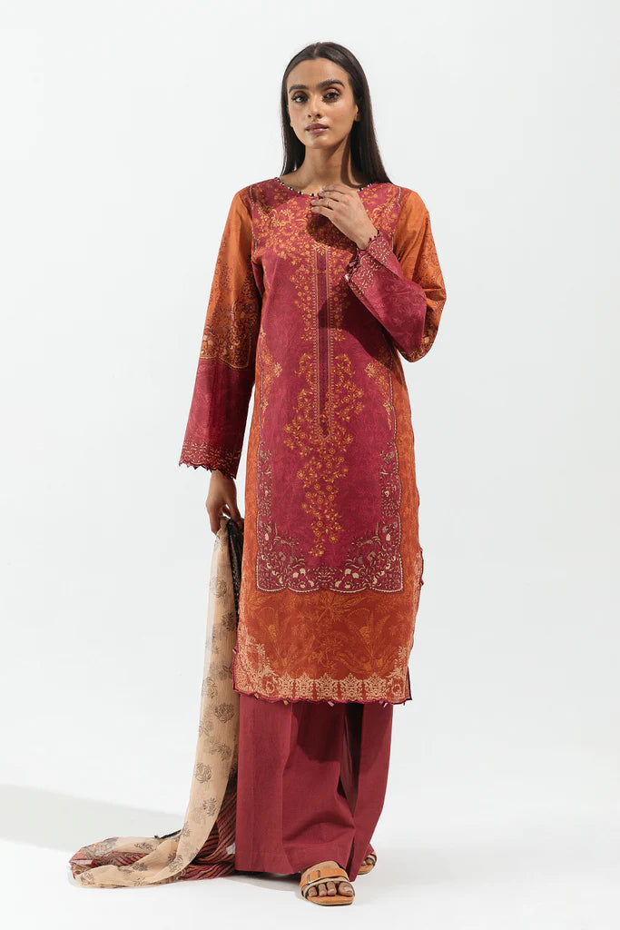 BEECHTREE | 3 Piece Unstitched Lawn Suit | Rustic Yale