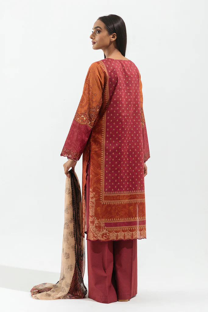 BEECHTREE | 3 Piece Unstitched Lawn Suit | Rustic Yale