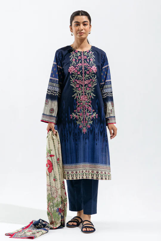 BEECHTREE | 2 Piece Unstitched Embroidered Lawn | Mystic Blue
