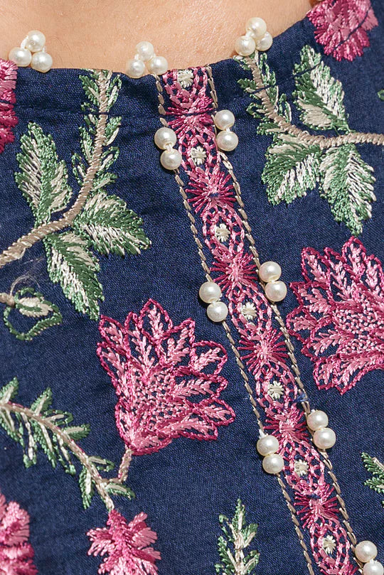 BEECHTREE | 2 Piece Unstitched Embroidered Lawn | Mystic Blue