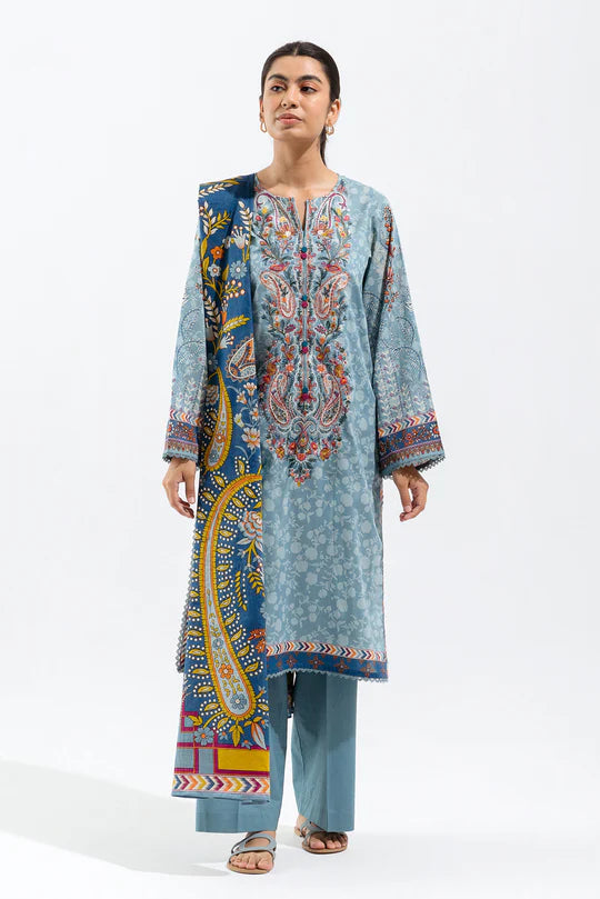 BEECHTREE | 2 Piece Unstitched Embroidered Lawn | Aquatic Ethnic