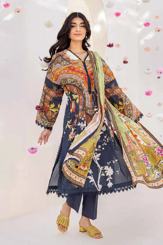 Gul Ahmed | 3PC Printed Cambric Unstitched Suit with Lawn Dupatta