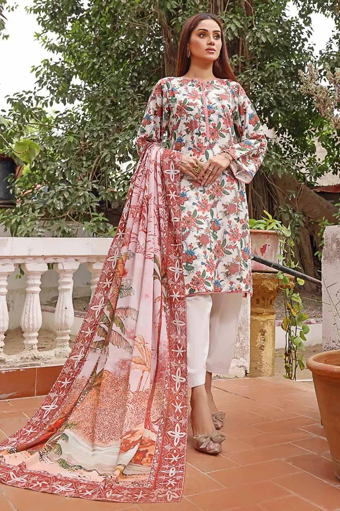 Gul Ahmed | 3PC Printed lawn Unstitched Suit