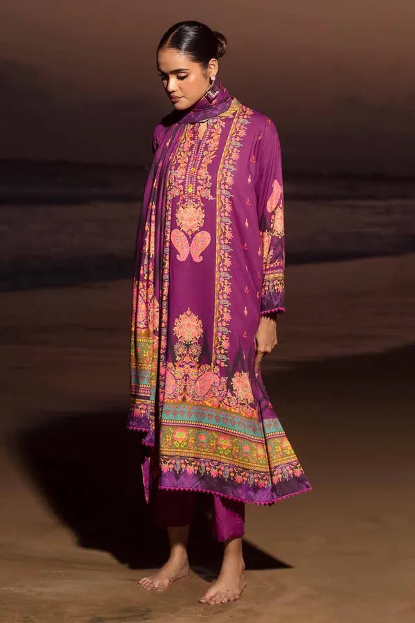 GUL AHMED | 3PC UNSTITCHED PRINTED COTAIL LINEN SUIT