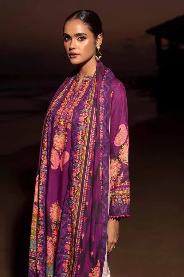 GUL AHMED | 3PC UNSTITCHED PRINTED COTAIL LINEN SUIT