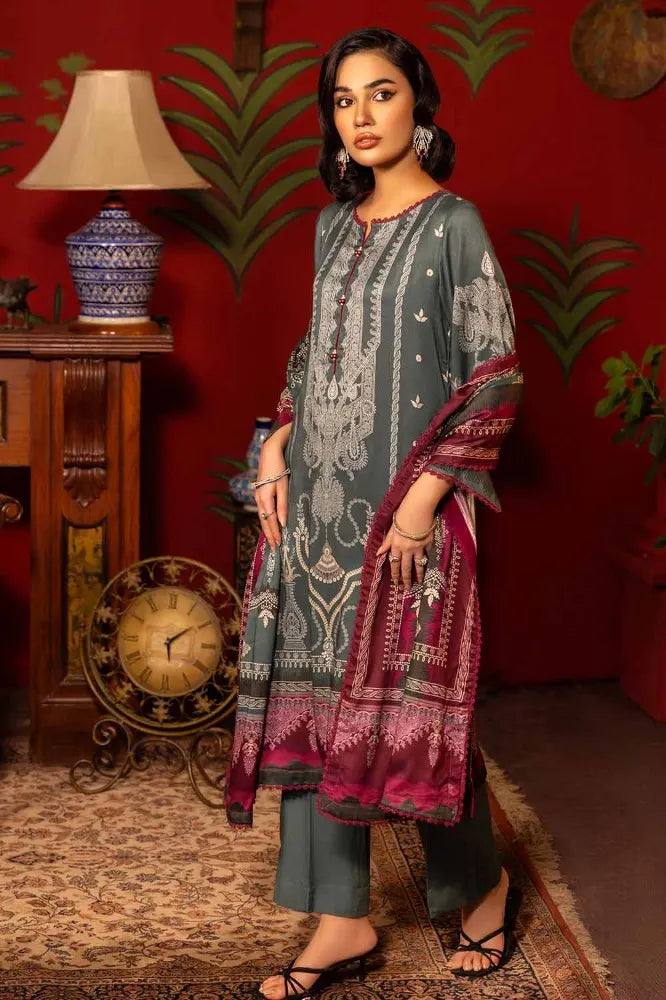 GUL AHMED | 3PC UNSTITCHED PRINTED COTTON LINEN SUIT