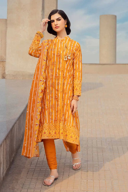 Gul Ahmed | 3PC Cambric Printed Unstitched Suit with Denting Lawn Dupatta