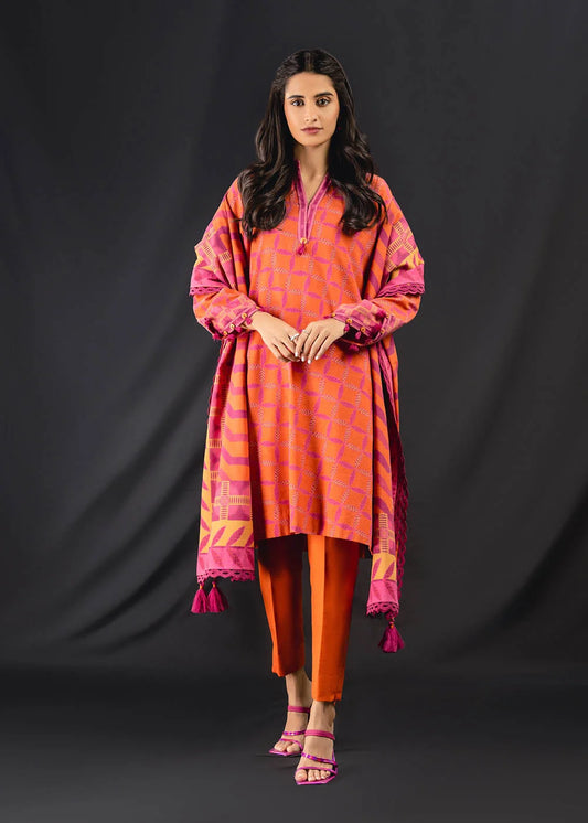 ALKARAM | Unstitched 3 Pc Printed Khaddar Suit | Winter