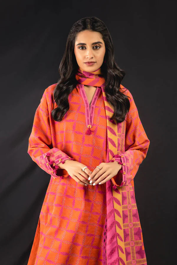 ALKARAM | Unstitched 3 Pc Printed Khaddar Suit | Winter