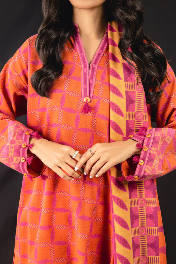 ALKARAM | Unstitched 3 Pc Printed Khaddar Suit | Winter