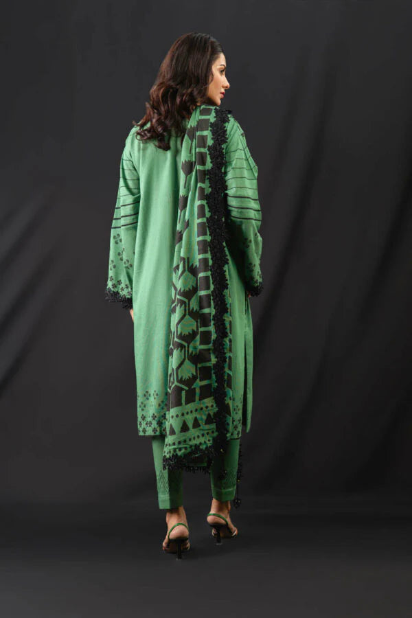 ALKARAM | Unstitched 3 Pc Printed Karandi Suit | Winter