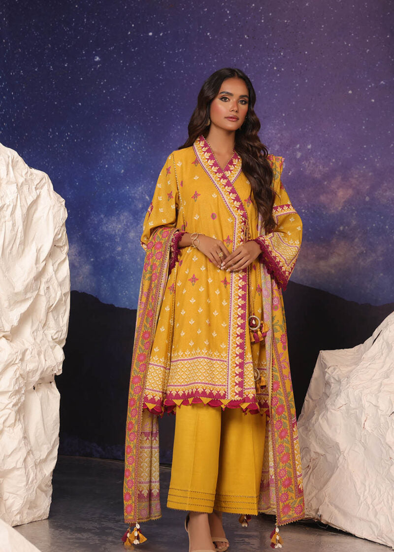 Alkaram | 3 Pc Unstitched Printed Karandi Suit | FW-32.1-23-Yellow