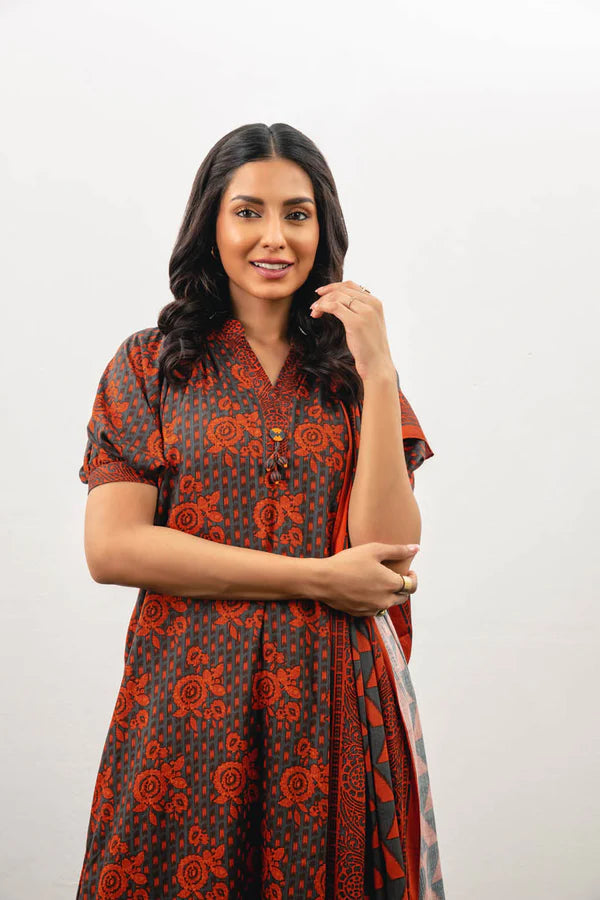 Alkaram | 3 Pc Unstitched Printed Cotail Viscose Suit | FW-37-23-Grey