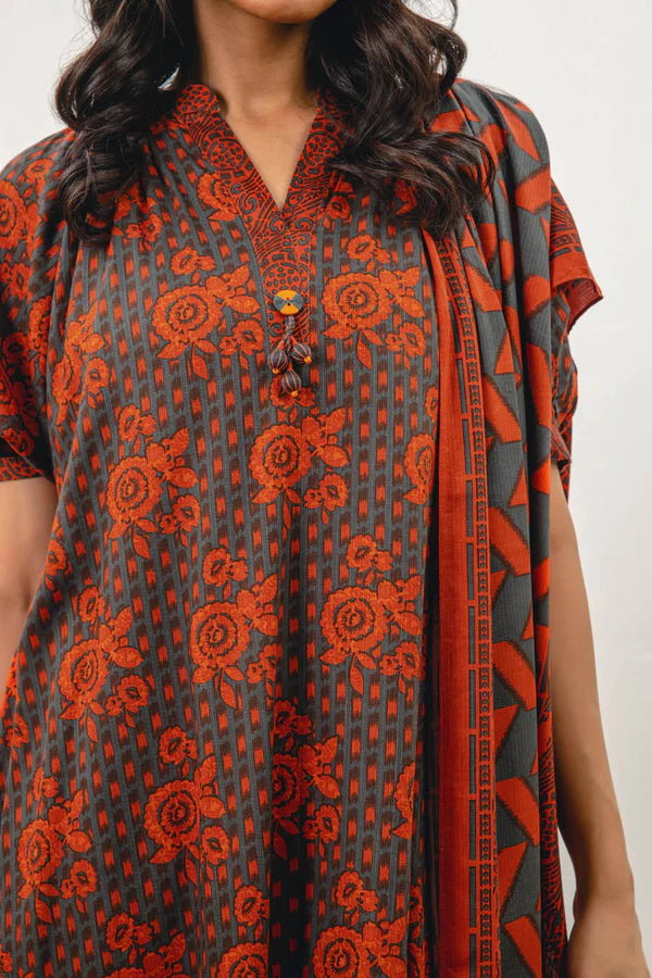 Alkaram | 3 Pc Unstitched Printed Cotail Viscose Suit | FW-37-23-Grey