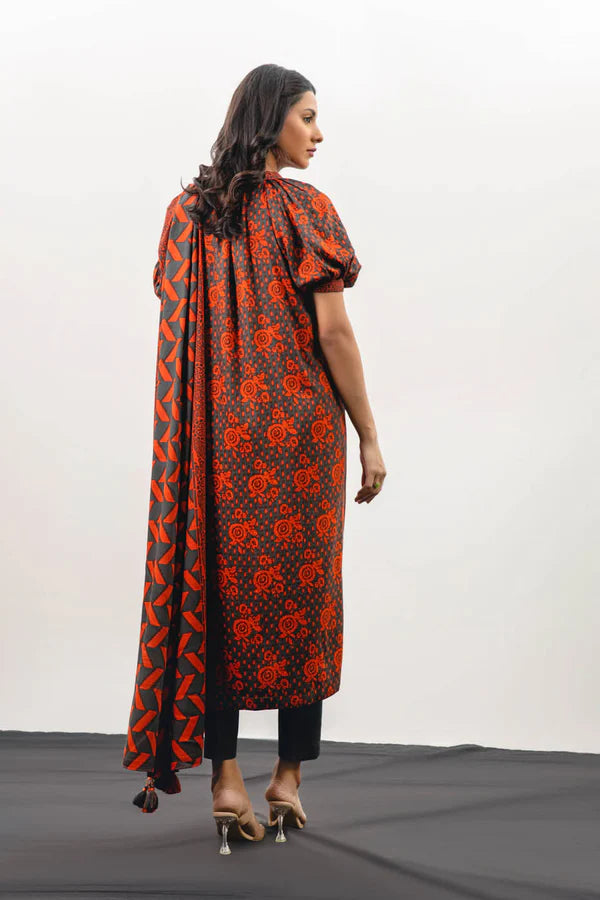 Alkaram | 3 Pc Unstitched Printed Cotail Viscose Suit | FW-37-23-Grey