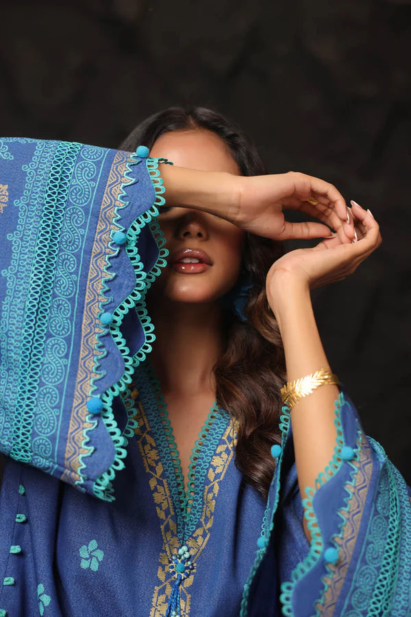 ALKARAM | Unstitched 3 Pc Printed Slub Viscose Suit With Shawl | Winter