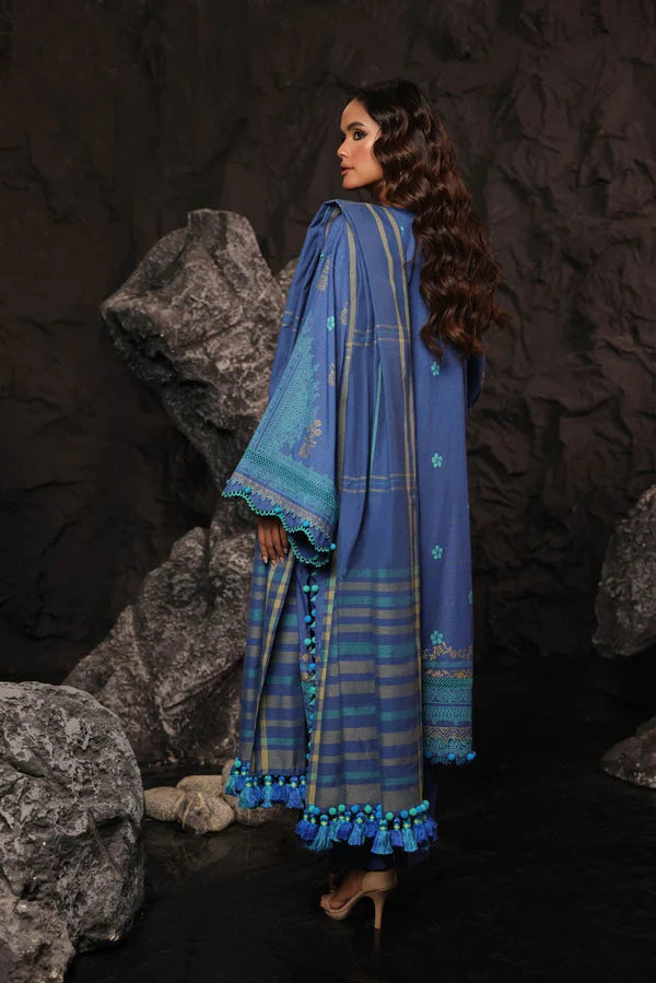 ALKARAM | Unstitched 3 Pc Printed Slub Viscose Suit With Shawl | Winter