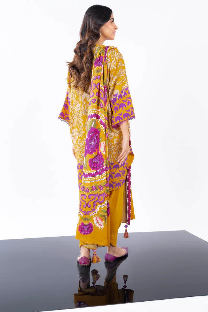 ALKARAM | Unstitched 3 Pc Printed Corduroy Suit With Viscose Dupatta | Winter