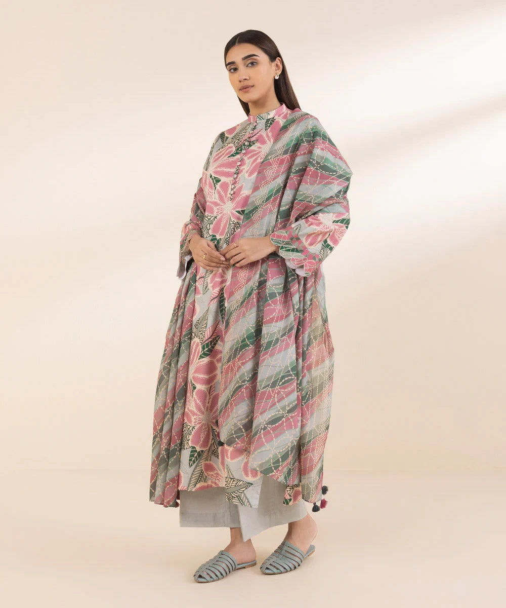 SAPPHIRE | UNSTITCHED 3 PIECE PRINTED COTTON SUIT