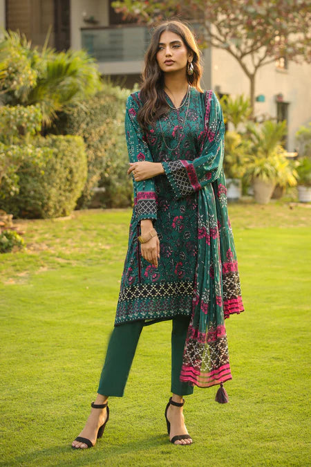 Lakhany | 3pc Unstitched Komal Prints with Printed Chiffon Dupatta