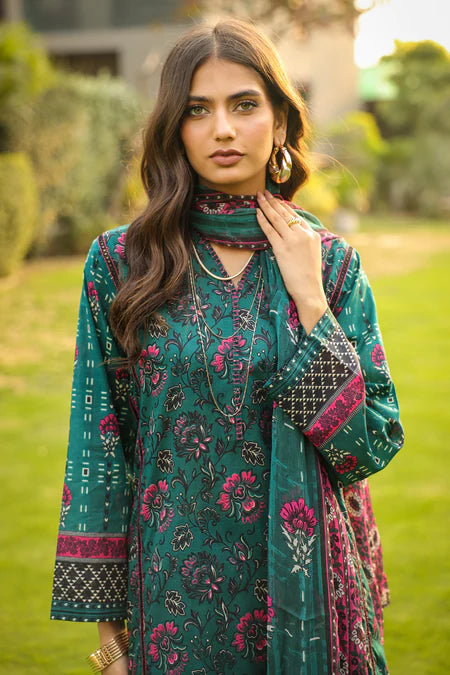 Lakhany | 3pc Unstitched Komal Prints with Printed Chiffon Dupatta