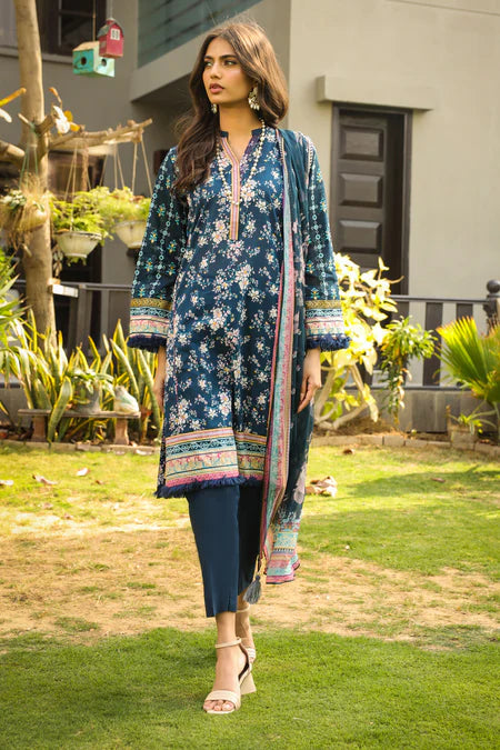 Lakhany | 3pc Unstitched Komal Prints with Printed Chiffon Dupatta