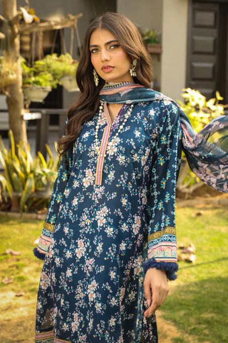Lakhany | 3pc Unstitched Komal Prints with Printed Chiffon Dupatta