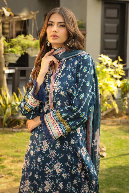 Lakhany | 3pc Unstitched Komal Prints with Printed Chiffon Dupatta