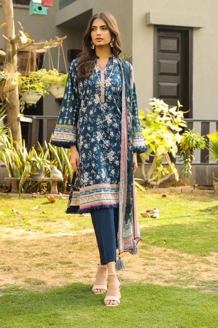 Lakhany | 3pc Unstitched Komal Prints with Printed Chiffon Dupatta