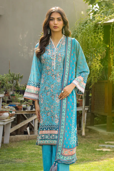 Lakhany | 3pc Unstitched Komal Prints with Printed Chiffon Dupatta