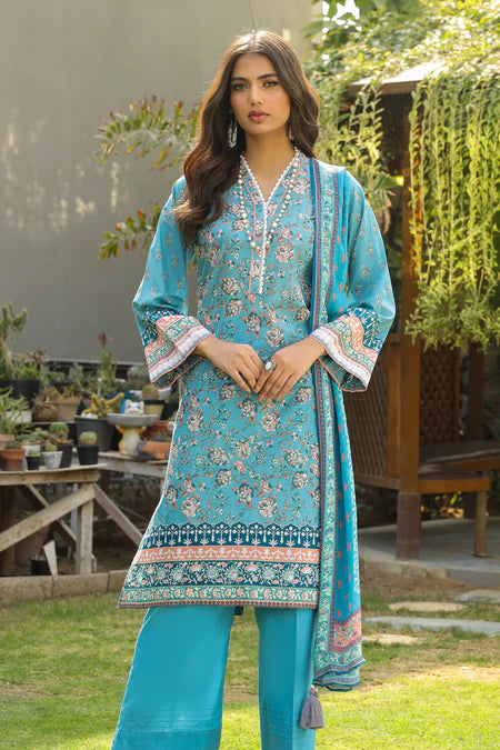 Lakhany | 3pc Unstitched Komal Prints with Printed Chiffon Dupatta