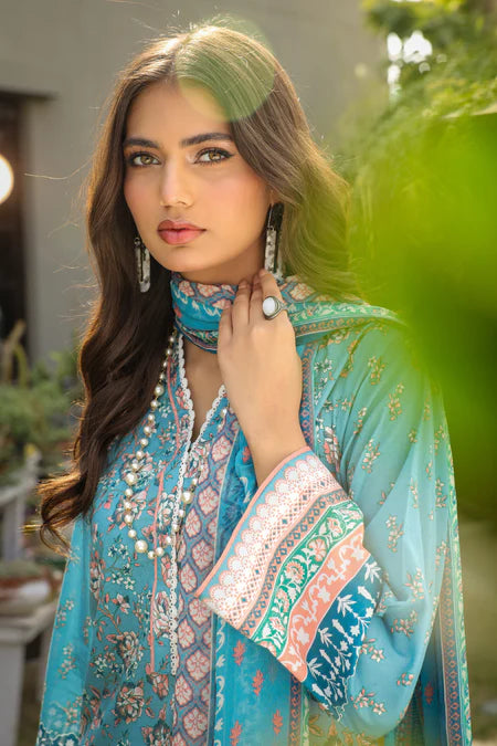 Lakhany | 3pc Unstitched Komal Prints with Printed Chiffon Dupatta